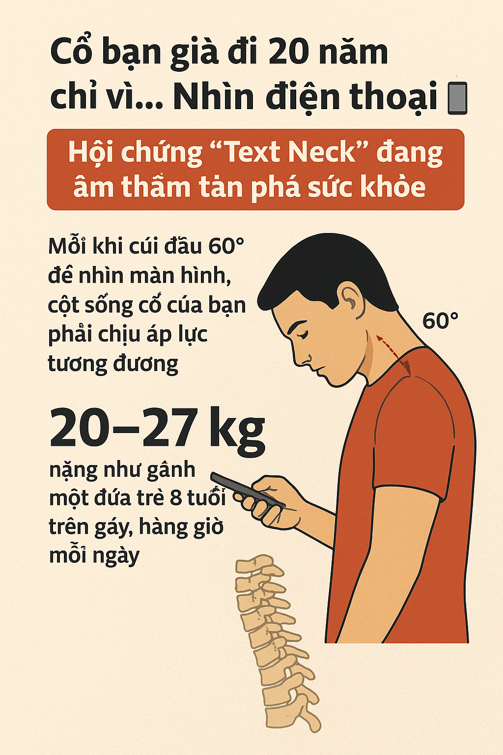 Cổ bạn già đi 20 năm chỉ vì… Nhìn điện thoại 📱 – Hội chứng “Text Neck” đang âm thầm tàn phá sức khỏe 05bf7f3e c407 4183 b45a 93dc0df44079