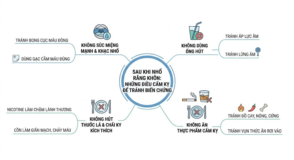 Sau khi nhổ răng khôn - những điều cấm kỵ để tránh biến chứng SAU KHI NHO RANG KHON NHUNG DIEU CAM KY DE TRANH BIEN CHUNG